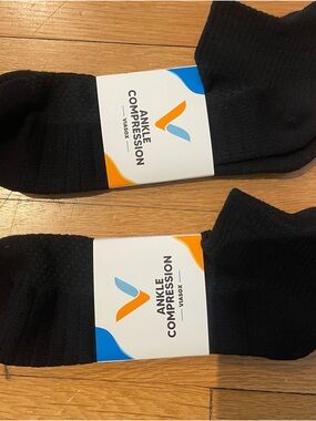 Viasox Black Ankle Compression Socks - Lightweight Support- 2 pairs